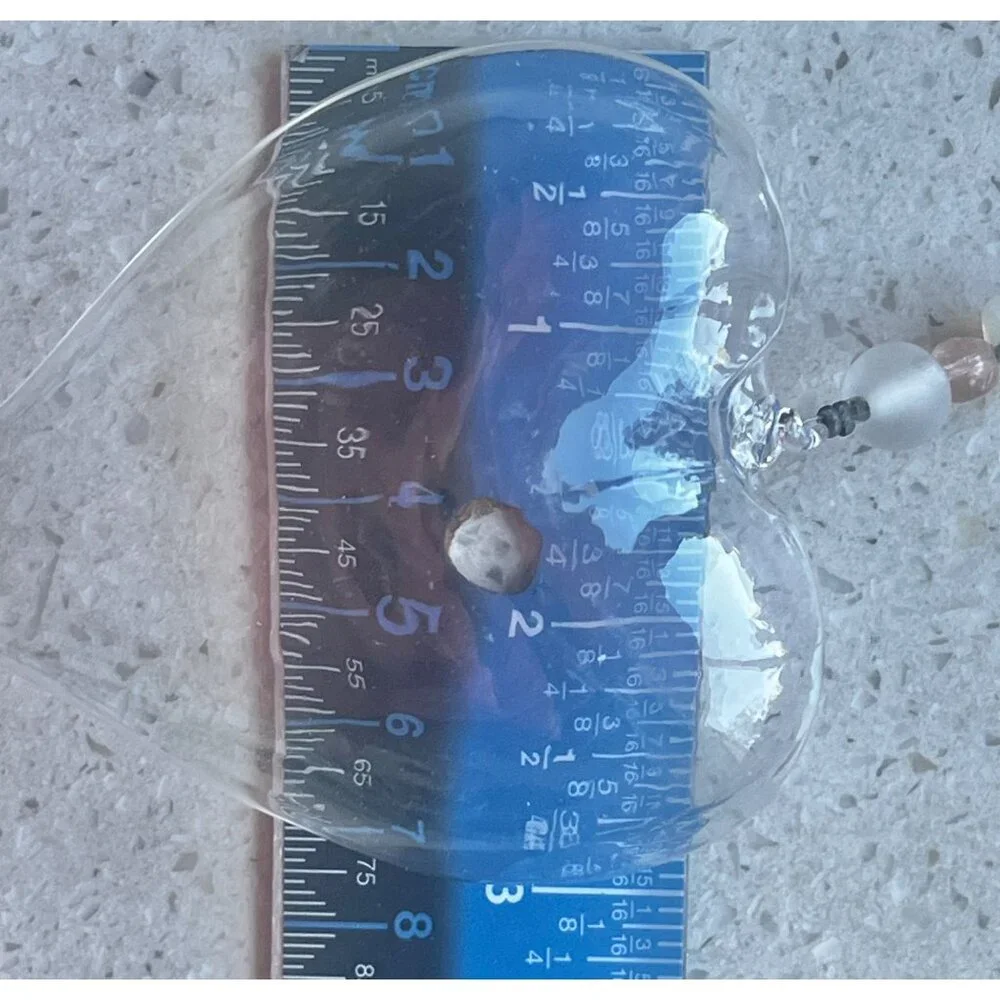 Handcrafted Clear Glass Heart Ornament With Glass Beaded Accent